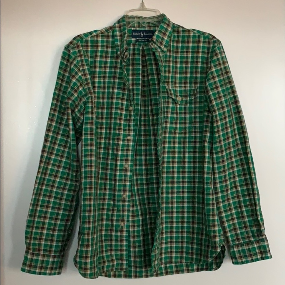 Ralph Lauren Green Flannel Shirt Size M
